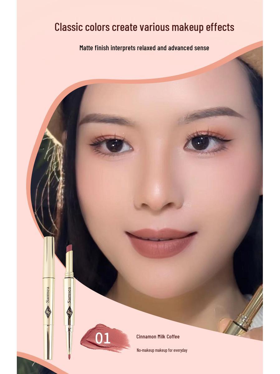 

Samsea Saint-Hilaire Double-ended Matte Lipstick & Lip Liner Pen - Nude, Non-fading Makeup.