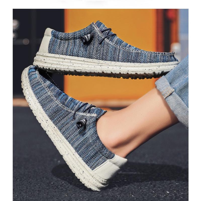 Men's Canvas Boat Shoes 2024 Slip On Loafer Male Spring Summer Comfortable Walking Shoes Lightweight Plus Size Driving Footwear