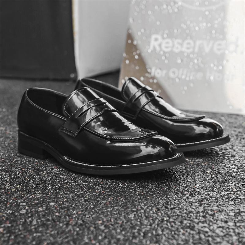 2025 Casual Men Penny Loafers Genuine Leather Slip On Black Casual Business Dress Shoes Mens Wedding Party Office Shoes