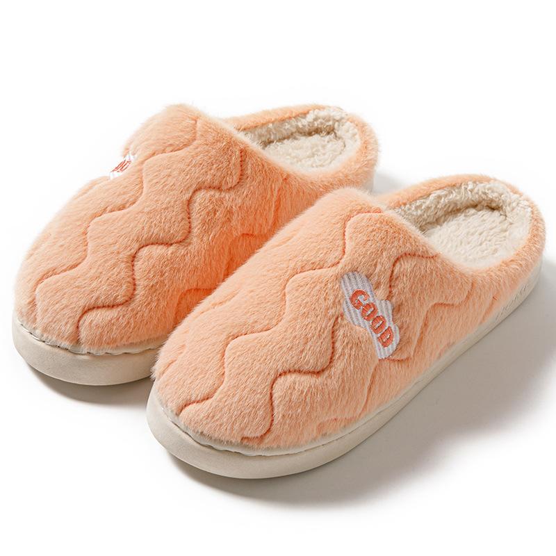 Cotton slippers men's winter new home warm cotton shoes couple velvet cotton mop non-slip silent wool slippers
