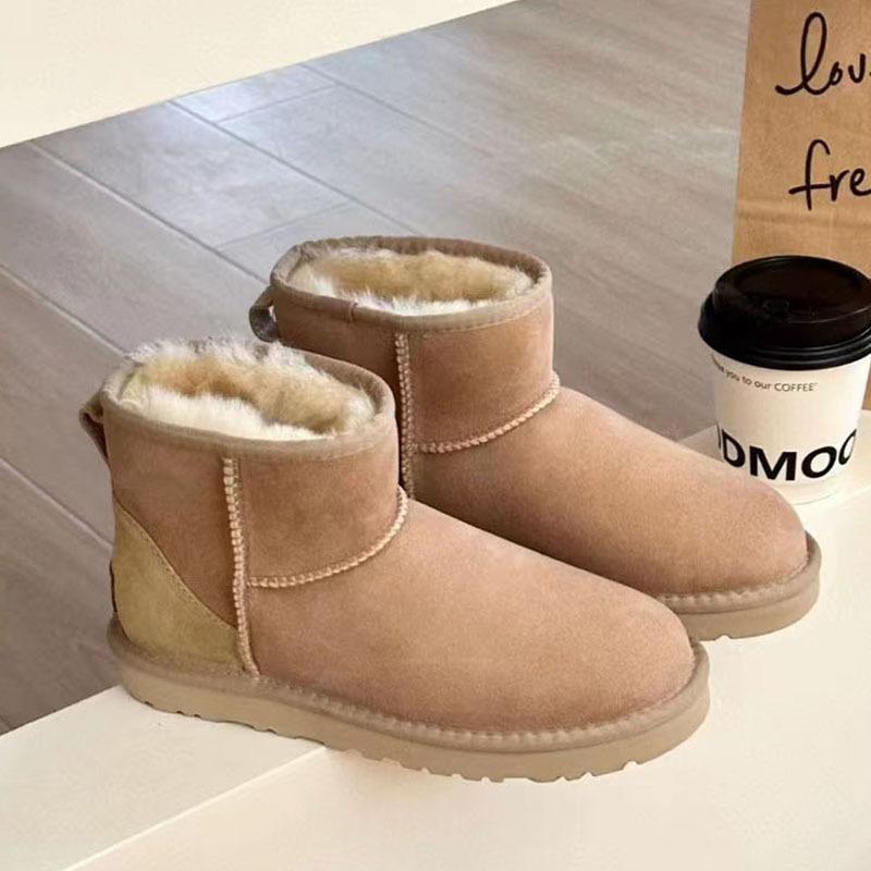 Women Winter Platform Snow Boots Warm Faux Suede Ankle Boots Thick Furry Lining Non‑Slip Short Booties For Cold Weather