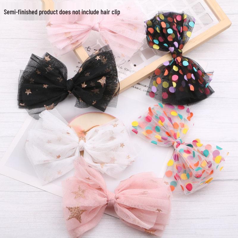 Bunte gepunktete Netzschleife Haarspange für Kinder