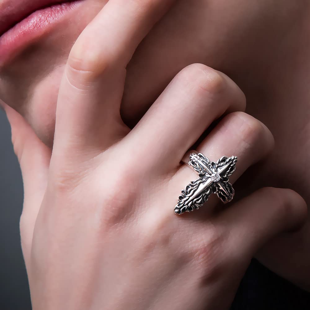 Artemis Classic Layered Cross Silver Silver Accessories for Men and Brand Silver 925 Ring, Ring, ACR0286, Women, Jewelry, Ring,