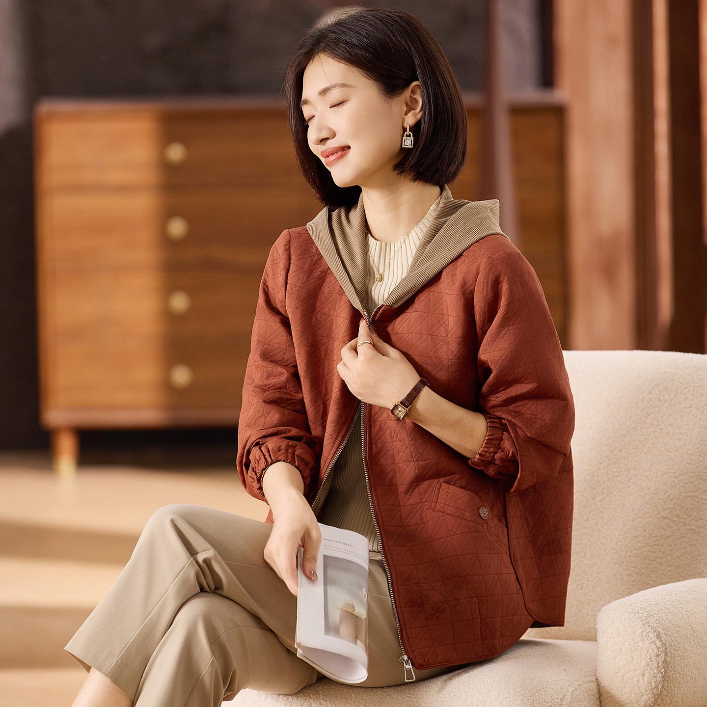 

Stylish Hooded Plaid Top for Middle-aged Moms - Spring/Autumn 2026 Collection 2XL (for 115-128 lbs)