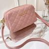 Women Shoulder Bags Embroidered PU Lattice Crossbody Bag Solid Color Stylish Ladies Handbags Shopping Daily Purse