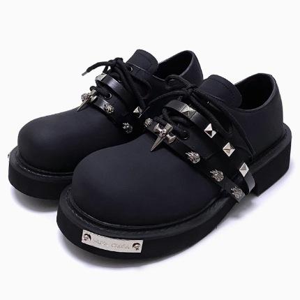 Cowhide niche personality design platform big head shoes for men and women with the same British style small leather shoes Japanese retro derby shoes
