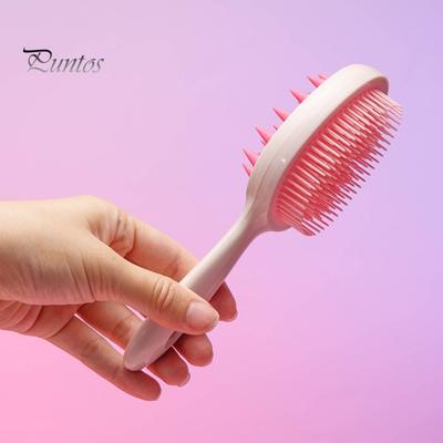 Spazzola per shampoo a doppia faccia con denti, manico lungo, massaggio del cuoio capelluto, pettine districante portatile per capelli asciutti e bagnati, strumento per la pulizia dei capelli, scrubber per il corpo