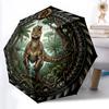 Parapluie motif Emblème Dinosaure Préhistorique, design portable et pliable, 8 baleines, un accessoire décontracté pour Halloween, Noël et les cadeaux d'anniversaire.