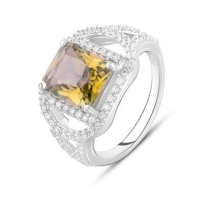 Silver Ring with Nano 3.577ct Natural Citrine, White Topaz (2122913)