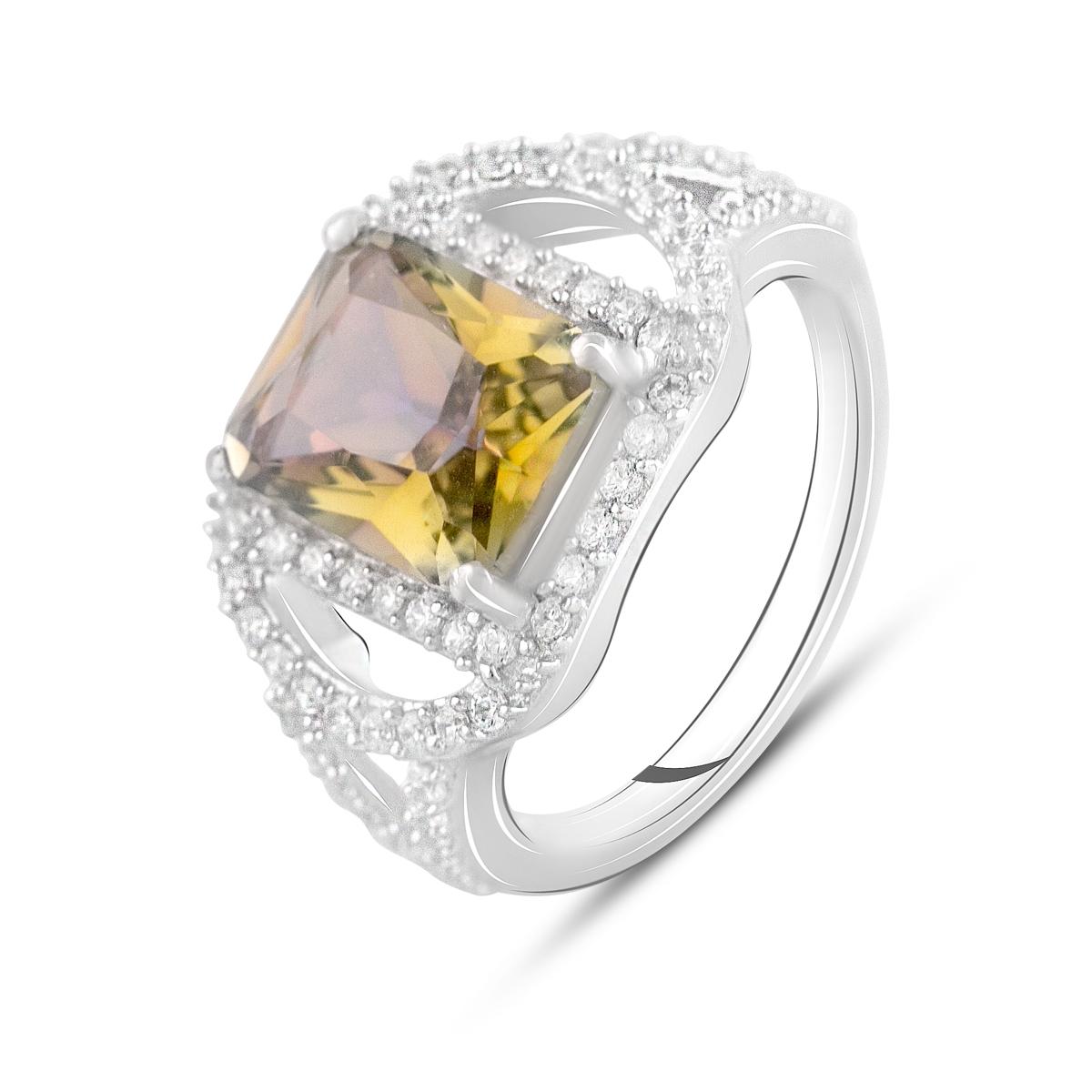 

Срібна каблучка з натуральним цитрином nano 3.577ct, топазом білим (2122913) 16 бурштин