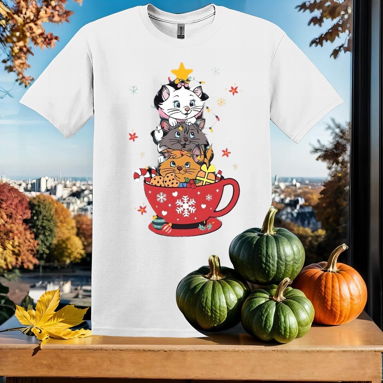 Cute Aristocats Christmas Lights T-Shirt Mens Womens Tees Top T Shirt Mens Womens Tees Top Men Women Unisex Tshirt SY48 3XL