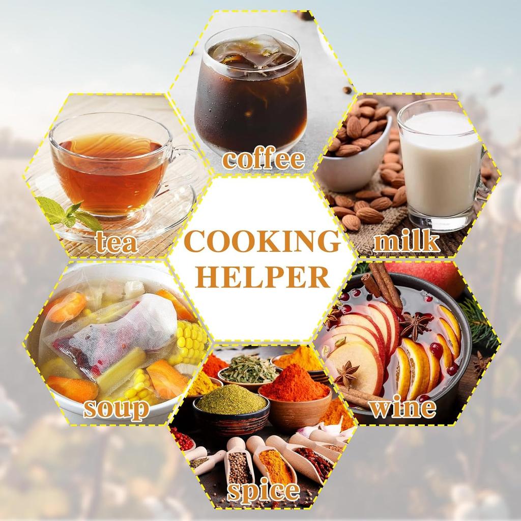 20Pcs Spice Bags for Cooking Unbleached Reble Tea Bags, Muslin Drawstring Cheese Cloth Cotton Bag for Straining Sachet Bag Loose Leaf Tea (6x4