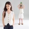 Gilet d'été en lin Lyocell à toucher frais pour filles Mucmukn