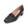 Lanvin en Bleu Women's Chain Motif Square Toe Fringe Pumps, Size 2827, Black, Size 24.0 cm, E