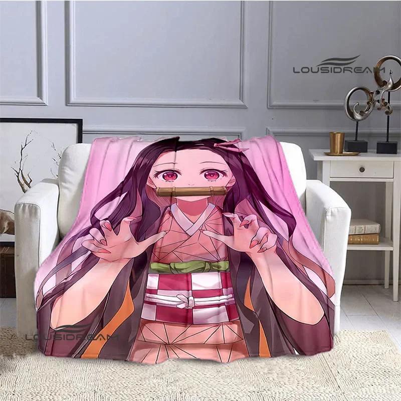 Demon Slayer Cartoon Deka s potiskem Dětské Teplé deky Flanel Měkká a pohodlná podšívka do postele Dárek k narozeninám