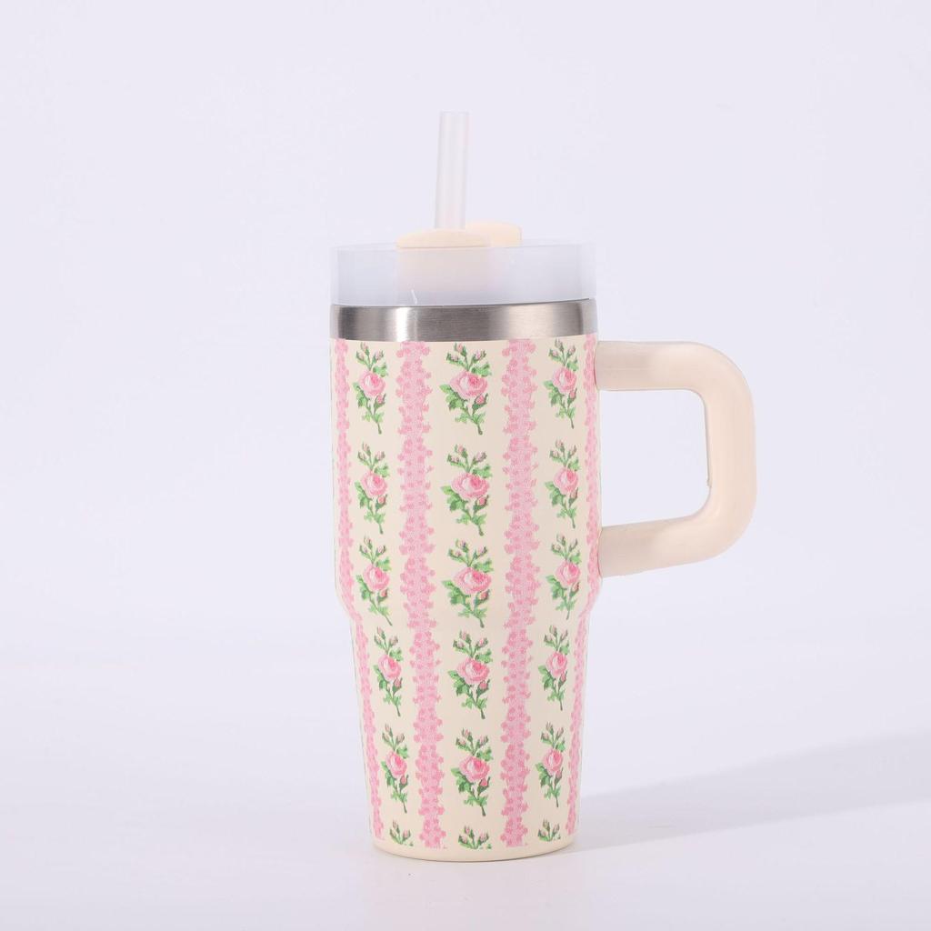 Cross-Border Floral 304 Stainless Steel Insulated Sports Cup - Outdoor Ice King