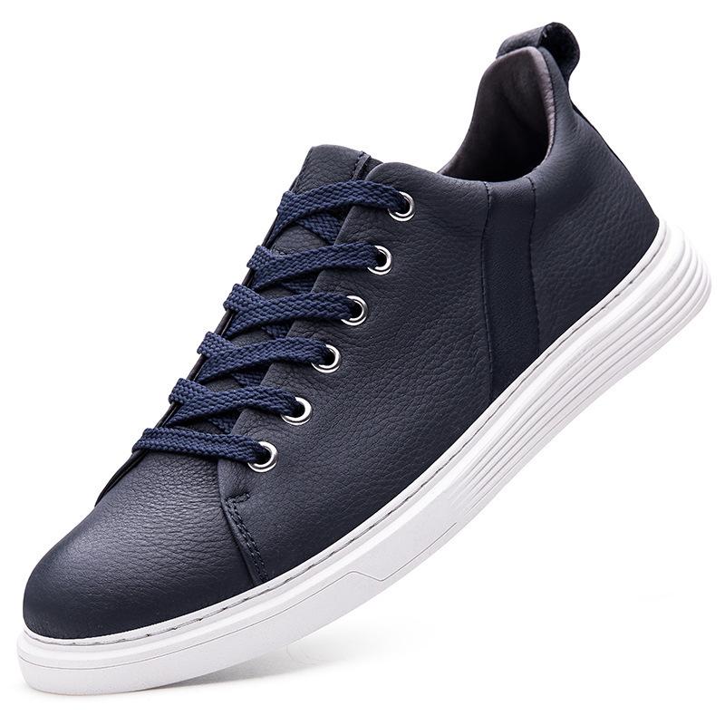 Men's Genuine Leather Retro White Cowhide Sneakers