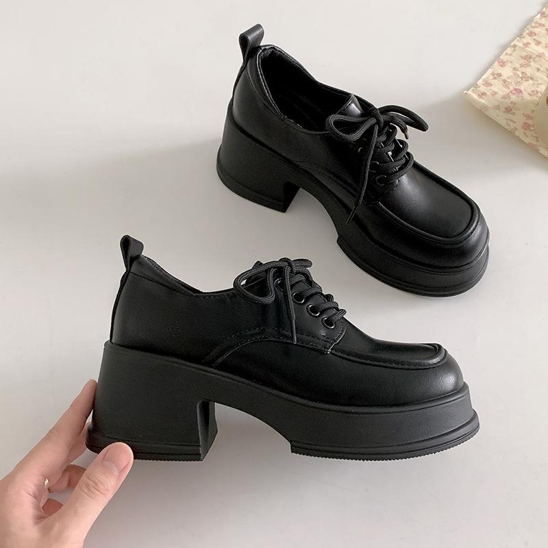 

Черные ретро туфли на платформе, маленькие кожаные туфли, женские, новые, летние, юбка, Мэри Джейн, одинарные туфли, ретро стиль 40 матовый черный