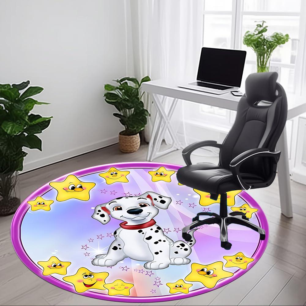 1pc Dalmatian, Starry Night Carpet for Office Non-Slip, Round Carpet, Soft & Comfortable, Carpet for Office, Lightweight Round Floor Mat