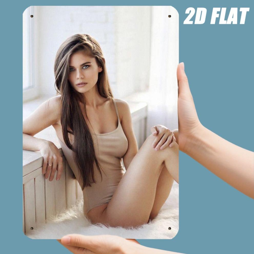 JIT Retro Eisen Metallschild 8in*12in Wasserdichte Wandkunst - Langhaarige Frau Fensterdesign für Küche Bar Café Terrasse Dekor Ideales Gi