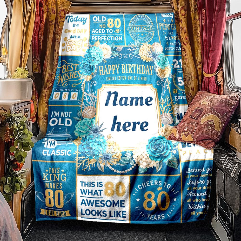80Th Birthday Celebration Quotes Blanket Durable Comfort For Sofa Couch Office Bed Picnics Ideal For All Seasons Stylish Decor Perfect Gift For