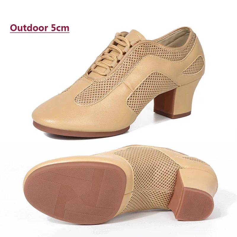 Soft Sole Practice Latin Dance Shoes Women Ballroom Dancing Shoes Closed Toe 5cm chunky heels Tango Jazz Dance Sneakers women