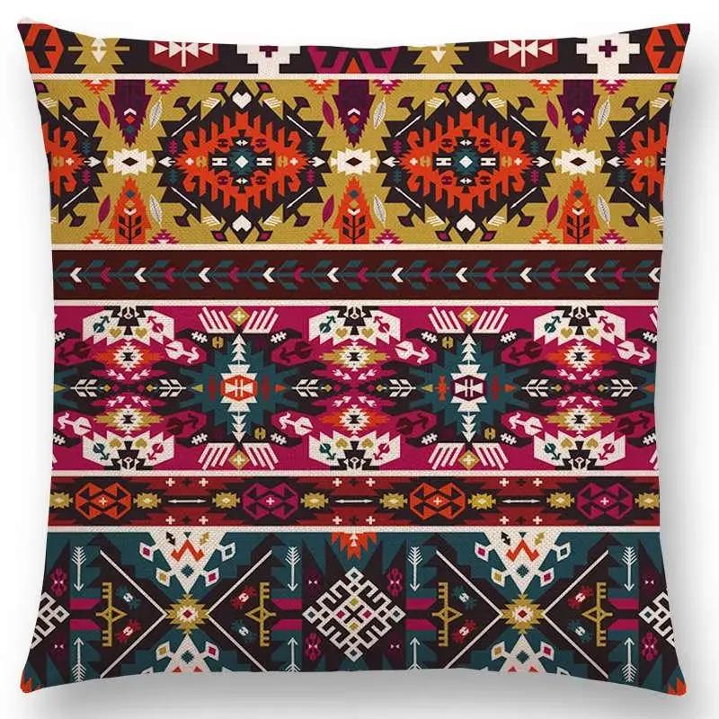 Colorful Seamless Aztec Decorative Prints Sofa Throw Pillow Case Fancy Abstract Geometric Vector Pattern Tribal Cushion Cover