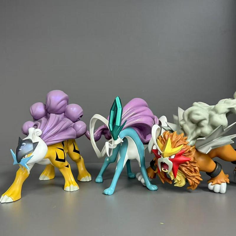 Bkm Pet Elf Ho-Oh Sineitai Three Sacred Raikou Suicune Entei Figure Cool Desktop Ornaments Anime Fan Gift