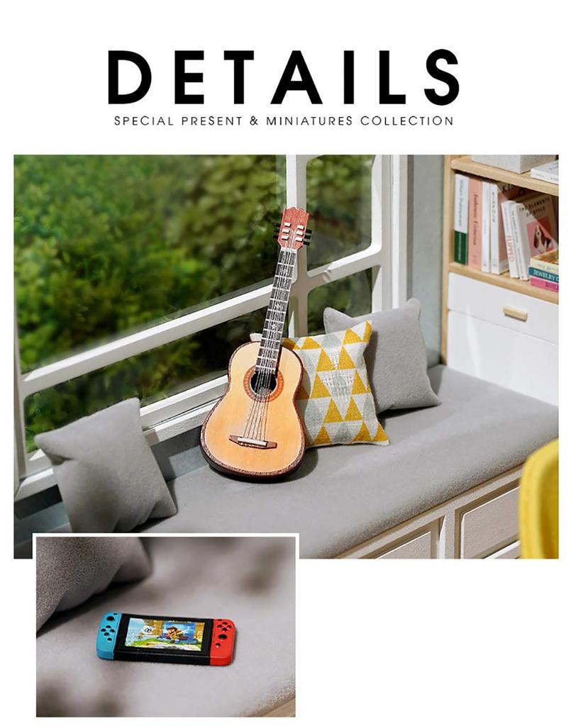 Moin Moin Scale Dollhouse Miniature DIY Kit Sunshine Bear Doll House LED Light Acrylic Case Building Tools 1/12 Set, Room, + + (Product Code