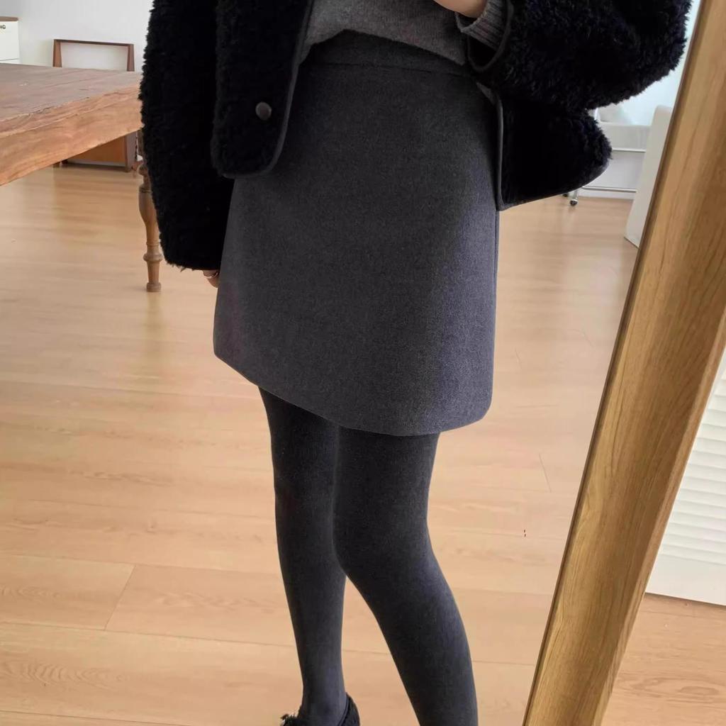 Wollener A-Linien-Bleistiftrock mit hoher Taille für Damen - Frühling/Herbst 2025 Neuer Stil, Übergrößen erhältlich