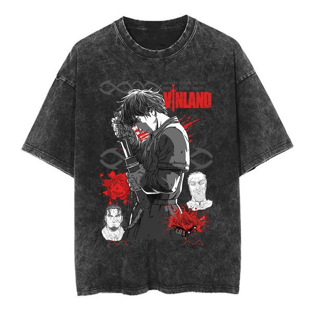 Vinland Saga Thorfinn Tshirt Vintage Washed Anime Manga Graphic Unisex Oversized Crew Neck Cotton Short Sleeve Tee Tops Hot