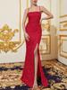 European & American Women's Sequin Slit High Waist Bridesmaid Evening Dress