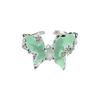Mint Green Mambo‑Style Open Ring Mori Ethereal Vibe Enamel Butterfly Inlaid Zircon Niche Design Personalized Adjustable Stackable Decorative Ring