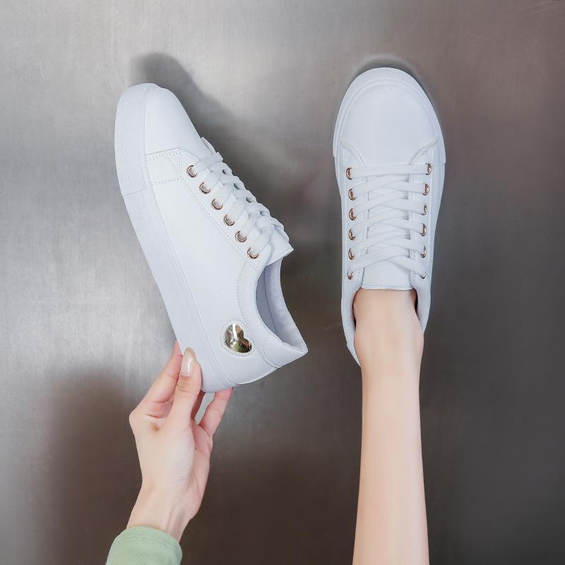 Versatile leather white shoes women's shoes 2025 trendy shoes popular autumn new autumn shoes Internet celebrity casual white shoes