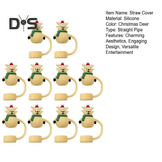 2/5/10Pcs Christmas Straw Cover Cute Ghost Design Silicone Straw Cap Dustproof Splash Proof 10mm Straw Tips Washable Anti-Slip Fit Lids Cup