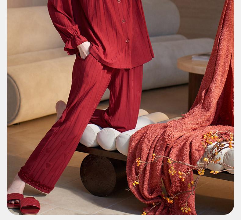 Xuan Liang Red Pajama Women's Spring and Autumn Pure Cotton Long Sleeve 2026 Year of the Horse, Birth Year, New Year, Large Size Home Furnishing Set