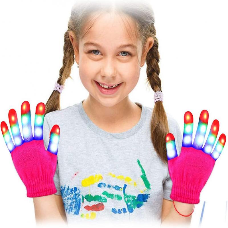 Light Up Gloves Led Gloves Rave Cool Toys Gifts For Kids Teens Boys Girls Christmas Stocking Stuffers Party Favors (ages 10-16, Pink)