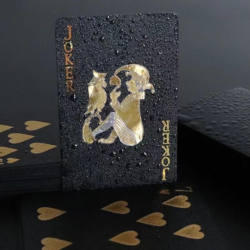 Color Black Gold Rose Playing Card Game Group Playing Cards Waterproof Plastic Poker Suit Magic Package Board Game Party Gift