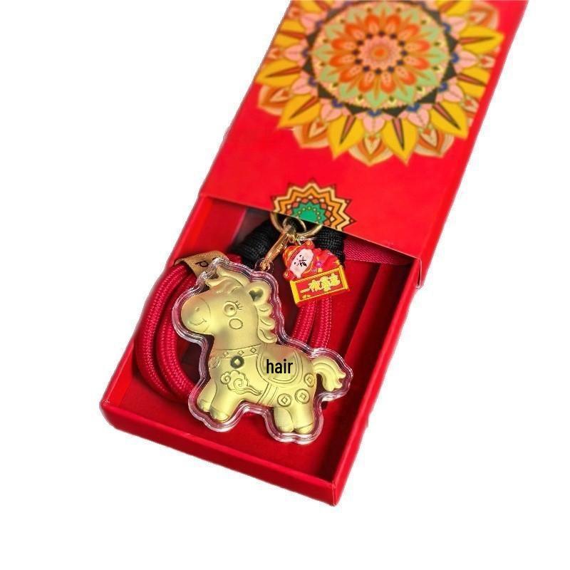 Instant Riches 999 Pure Gold-Plated Horse Keychain - New Style, Popular Business Gift