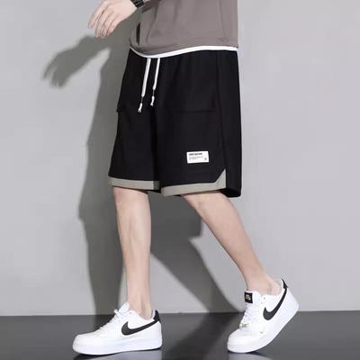 FARUISHI Men's Ice Silk Faux Two-Piece Shorts