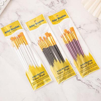 10 stuks Nylon Haar Haak Lijn Olie Kwast Set Multifunctionele Aquarel Kwast Plastic Steel Kunst Schilderen Aquarel Gouache Olie Kwast