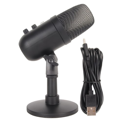 USB Condenser Microphone, MU1000 Phone/Computer Condenser Microphone with Built-in DSP and Reverb Processing, One-Key Mute, RGB Light, Noise Cancellat
