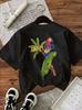 Rio Parrot Tropical Print Tshirt Palm Leaf Graphic Short Sleeve Crew Neck Casual Tops Daily Streetwear Ladys Tshirt