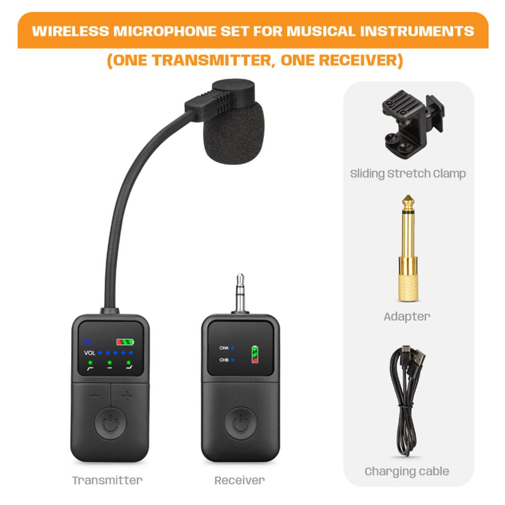 Instrument Microphone High-Fidelity Professional Sound Pickup Rechargeable Amplification Microphones for Live Stage Performances