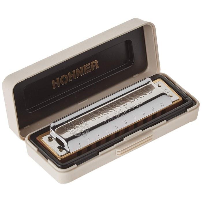 HOHNER Marine Band 1896/C 10-Hole Harmonica, Silver/Brown, Key: C