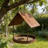 Iron Hanging Bird Feeder Hut Shape Rusty Design Bird Food Container Large Capacity Decorative Hummingbird Feeder Balcony