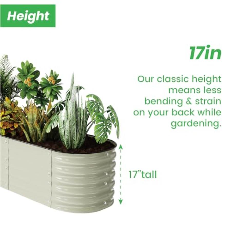 Raised Garden Bed Kit 8×2×1.4 FT Magnesium-Aluminum-Zinc Stainless Steel Metal Planter Box for Planting Outdoor Plants Vegetabl