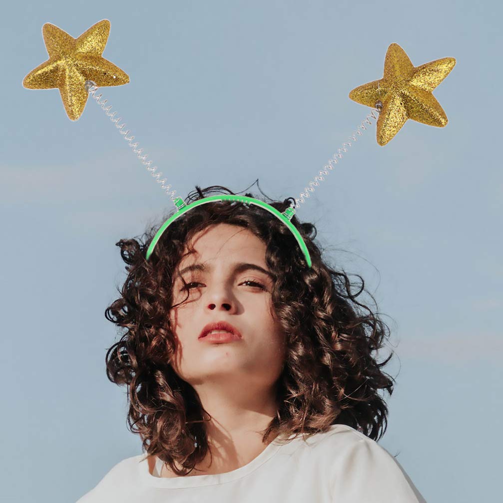 LALAFINA Antenna Headbands, Star Pompom Sequin Headbands, Alien Headbands, ButterflyBee Headbands, Party Cosplay Accessories, Yellow, Set of 8