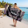 Deep Purple Customized Name Text Beach Towel, Soft Absorbent Towel Beach Pool Travel Personal Gift