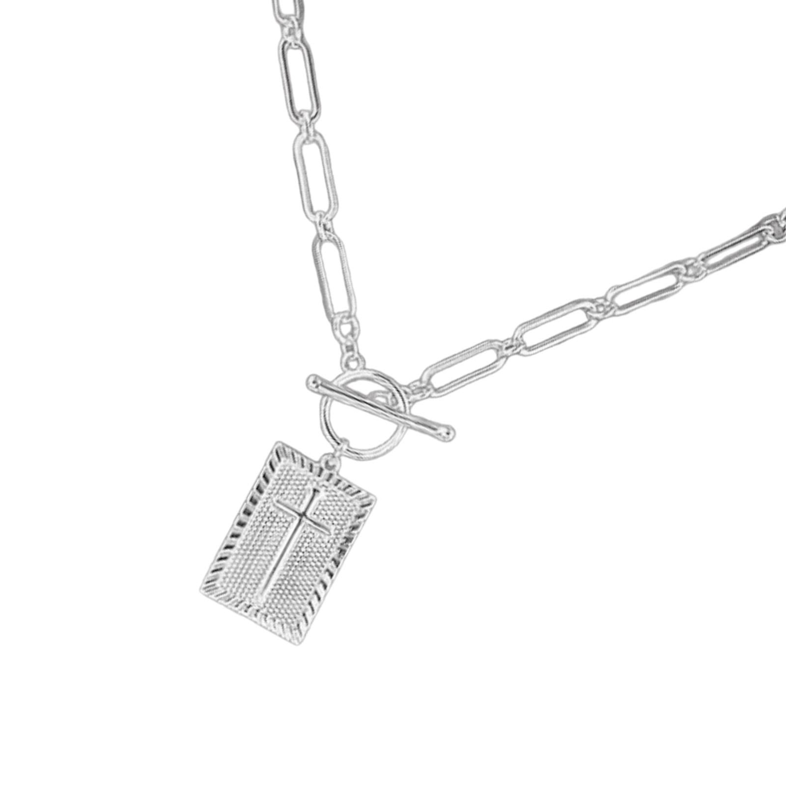 

Geometric Cross Pendant Necklace Trendy Jewelry Chain Accessory Copper Texture Suitable for Fashion Women Present A